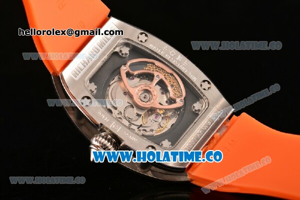 Richard Mille RM007 Miyota 6T51 Automatic Steel Case with Diamonds Dial and Orange Rubber Strap - Click Image to Close